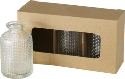 Produktbild von Dekovase im 6er Set aus Glas Blumenvase mit Relief Optik Flaschenform Tischdekoration Tischvase -  Transparent
