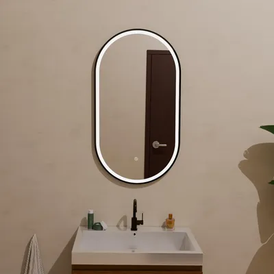 Zdjęcie produktu dla LOMAZOO lustro Leipzig 50 × 90 cm, owalne, czarne, LED