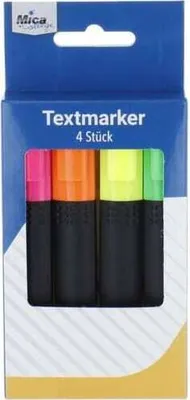Produktbild von Textmarker 4 Stück grün, gelb, orange, pink
