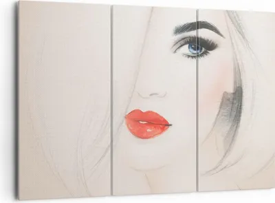 Produktbild von Bild auf Leinwand - Leinwandbild - Frau Gesicht Lippen - 165x110cm - Wand Bild - Wanddeko - Leinwanddruck - Bilder - Kunstdruck - Wanddekoration - Leinwand bilder - Wandkunst - CE165x110-3860