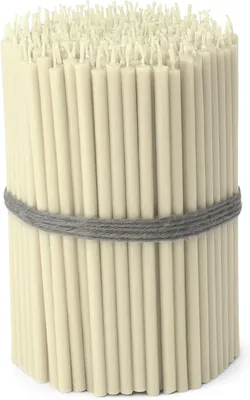Produktbild von 250 Stück Altarwachskerzen, weiß, rauchfrei, tropffrei, dünn, Länge 16 cm, Premium-Paraffinwachs, Artikelnummer 36117