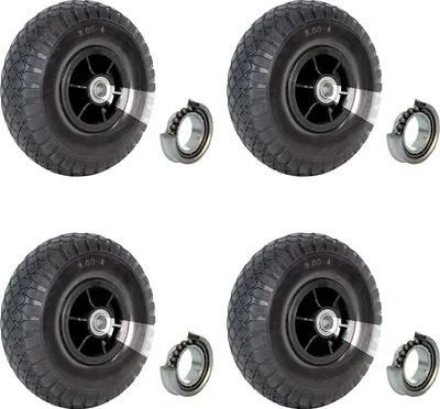 Produktbild von 4x Sackkarrenrad Luftrad 260x85 mm 3.00-4 60 mm versetze Nabe Ø 20 mm schwarz robustes 4 PR Gewebe