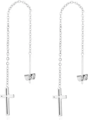 Produktbild von Kreuz Kettchen Ohrringe Hänger Ketten Gothic Punk Kreuze Jesus Umriss Outline