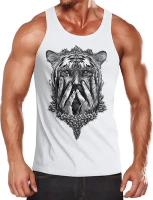 Produktbild von Herren Tank-Top Tiger Face Muskelshirt Muscle Shirt Neverless® XXL