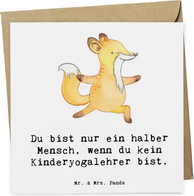 Produktbild von Mr. & Mrs. Panda Grußkarte Kinderyogalehrer Herz - Weiß - Geschenk, anlasskarte, Glückwunschkarte, doppelkarte, faltkarte, Klappkarte