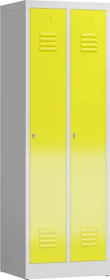 Produktbild von ClassiX Garderobenschrank, 2 Abteile, 1800 x 590 x 500 mm, lichtgrau/zinkgelb
