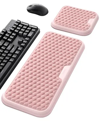Immagine prodotto di Supporto ergonomico per polsi, doppio, per tastiera e mouse, color rosa