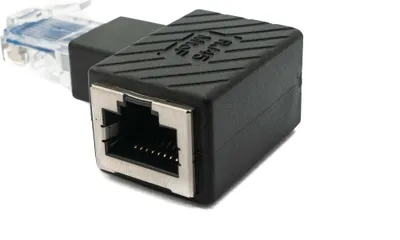 Produktbild von LAN Adapter RJ45 Stecker zu Buchse Winkel Ethernetadapter Kabel in Schwarz