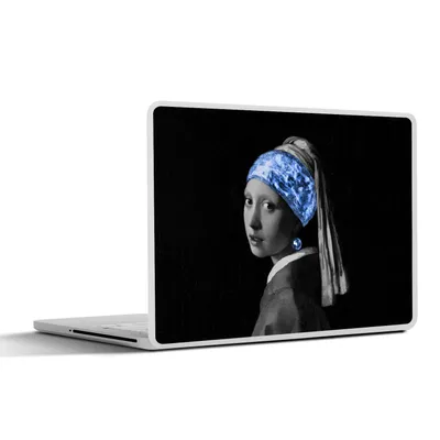 Produktbild von MuchoWow® Laptop Aufkleber Sticker Cover Mädchen mit einem Perlenohrring - Vermeer - Blau 32.5x23.5 cm - Sticker für Laptop - Selbstklebend