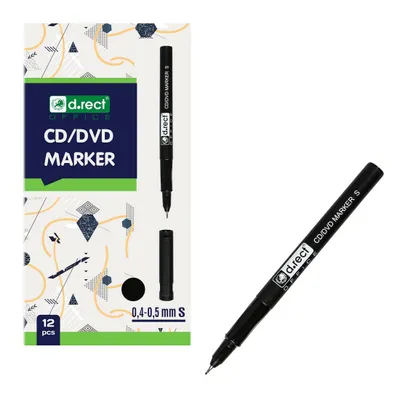 Produktbild von D.RECT - CD/DVD Marker Stift | Set 12 Stück | 0,4 - 0,5 mm | Permanentstift | Ideal für Glas, Kunststoff und Folie| Sehr Universell | Schwarz