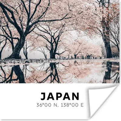 Produktbild von MuchoWow® Poster Japan - Sakura - Frühling - Rosa 75x75 cm - Wand Dekoration