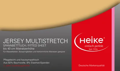 Marketing image for a fitted sheet with brand logo and product details.