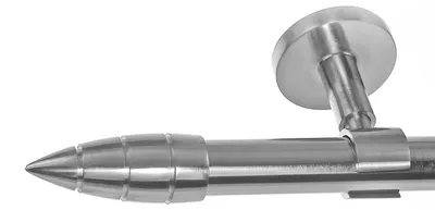 Produktbild von Edelstahl Look Gardinenstange 20mm Wandträger 1-läufig Spitze, Länge wählbar D31 E81 R