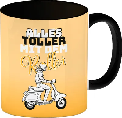 Produktbild von Alles toller mit dem Roller Kaffeebecher Schwarz Das witzige Design des