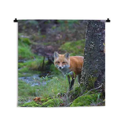 Produktbild von MuchoWow® Wandteppich Wandbehang Fuchs - Baum - Waldtier - Herbst 150x150 cm Tapisserie Dekoration Wandtuch - Wohnaccessoires - Modernes