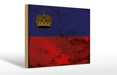 Produktbild von Holzschild Flagge Liechtenstein 30x20cm Flag Rost