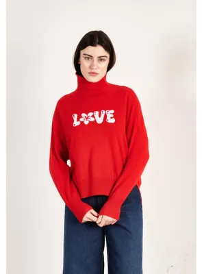 Produktbild von Studio Cashmere8 Damenpullover mit Rollkragen HANA 14 - Rot / Ecru - Größe S-M