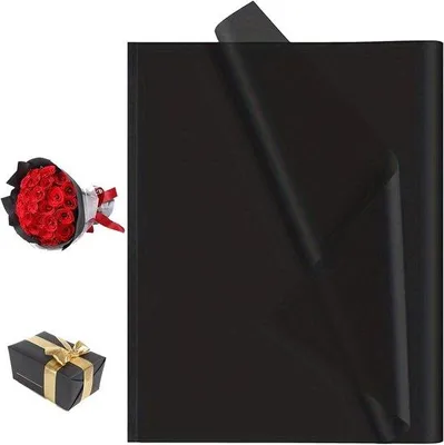 Produktbild von Schwarzes Seidenpapier 50 x 70 cm - 72 Stücke - Geschenkverpackung - Schwarzes Schmierpapier - Blumenverpackung