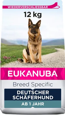 Produktbild von Eukanuba Breed Specific Deutscher Schäferhund Trockenfutter - optimal auf die Rasse abgestimmtes Premium Hundefutter mit Huhn, 12 kg