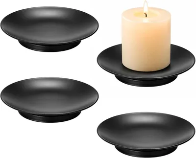 Produktbild von Metall-Kerzenhalter schwarz, 4 Stück, 21,5 x 15,5 x 3,5 cm, für die Wohnraumdekoration