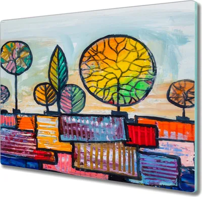 Produktbild von Coloray Küchenbrett Kochplattenabdeckung Hackbrett Schneidebrett Herdabdeckplatte 60x52 cm - Impressionismus Baum