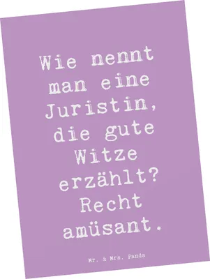 Produktbild von Mr. & Mrs. Panda Postkarte Spruch Juristin Humor - Lavendeltraum - Geschenk, Sprüche für Juristen, Grußkarte, Berufe, bildkarte, Beruf, Berufspassion, Gericht, Fotokarte