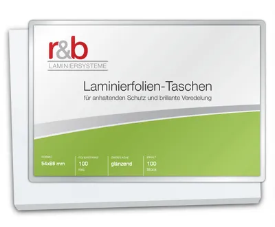Produktbild von Laminierfolien Credit Card (54 x 86 mm), 2 x 100 mic, glänzend (100 Stück)