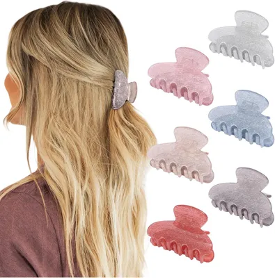 Immagine prodotto di Piccole mollette per capelli in acrilico, confezione da 6 pezzi, antiscivolo, colorate, adatte per capelli sottili