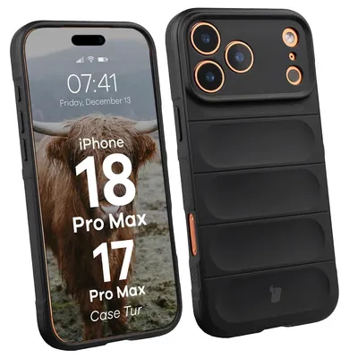 Produktbild von Robuste Handyhülle für iPhone 18 Pro Max / 17 Pro Max, Bizon Case Tur, Schwarz