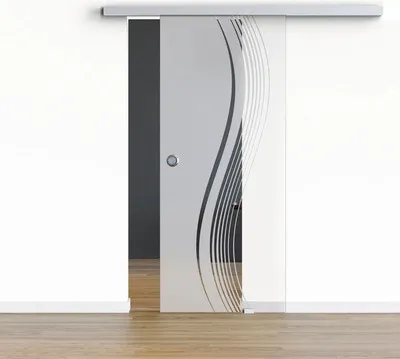 Produktbild von Pertura Glasschiebetür Komplettset Glera Reflect 02 1025x2175 mm Rechts inkl. Beschlag Selir Aluminium natur,Griffmusche