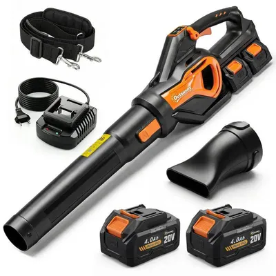 Obrázok produktu pre Akumulátorový fúkač na lístie – Bezdrôtový vysávač a fúkač na lístie – 2x 4,0 Ah akumulátor a nabíjačka – Turbo režim – rýchlosť prúdu vzduchu 162,7 km/h