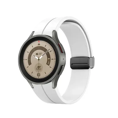 Produktbild von SYSTEM-S Armband 20 mm aus Silikon für Samsung Galaxy Watch 5 4 Smartwatch in Weiß