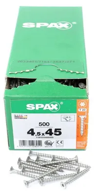Zdjęcie produktu dla SPAX® 1191010450455 SPAX® Universalschrauben T20 Senkkopf WIROX 1191010450455 4,5 mm x 45 mm, 500 St.