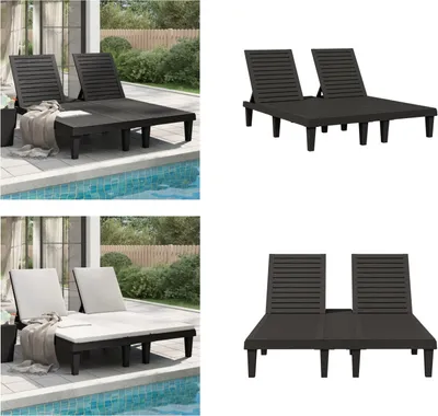Produktbild von vidaXL Doppel Sonnenliege Schwarz 155x138x83 cm Polypropylen - Sonnenliege - Sonnenliegen - Sonnenbett - Tagesbett