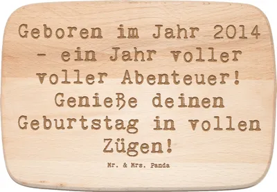 Produktbild von Mr. & Mrs. Panda Schneidebrett Spruch 2014 Geburtstag Abenteuer - Transparent - Geschenk, Geburtstagsfeier, Geburtstagsgeschenk, Jahrgangsparty, schneidbrett, feiern