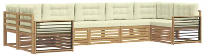 Produktbild von vidaXL Outdoor-Sofagarnitur mit Kissen 7 pcs Weiß und Creme