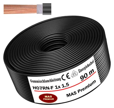 Produktbild von 90m Gummischlauchleitung Baustellenkabel H07RN-F 1x1,5 Flexibel für Geräten