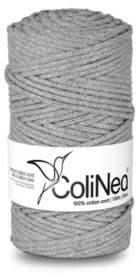 Produktbild von ColiNea Makramee-Garn 3 mm geflochten 100m Baumwolle Silberfaden