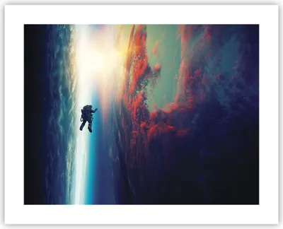 Produktbild von Poster - Poster ohne Rahmen - Kosmos Astronaut Planet - 50x40 cm - Wand Bild - Wanddeko - Wandbilder - Kunstposter - Wandposter - Bilder - Kunstdruck - Wanddekoration - Wandbild - P2XAA50x40-5049