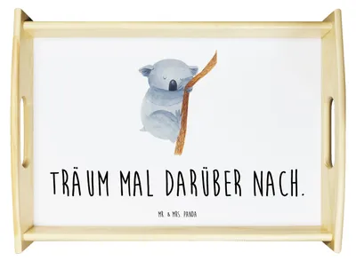Produktbild von Mr. & Mrs. Panda Tablett Koalabär - Weiß - Geschenk, Koala, Serviertablett, Bär, schlafen, Träumen, Gute Laune, Servier, Bett-Tablett, Schlafzimmer, kaffeetablett, Sofa