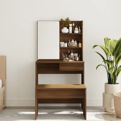 Produktbild von Möbel Kosmetiktisch - Schminktisch - mit Spiegel Braun Eiche 74,5x40x141 cm Top5854358