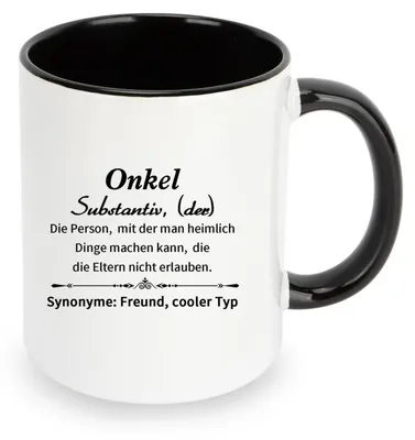 Immagine prodotto di Tazza da caffè per zio, con scritta, 330 ml, Vetroceramica, nera