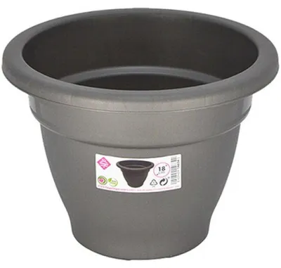 Produktbild von Hega Hogar Pflanzentopf/Blumentopf - grau - 18 cm - Kunststoff