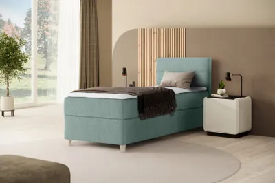 Produktbild von Stivoll Boxspringbett DONNA MINI - Bett mit Federkernmatratze Bett 90x200cm mit Topper Einzelbett - Mint (soro 34)