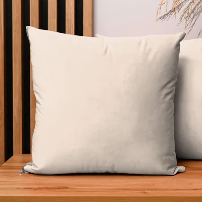 Obrázek produktu pro MG Design, sada 2 povlaků na polštáře, 45 x 45 cm, světle béžová barva - s zipem, sametově měkká s jemným leskem, snadno se udržuje a je odolná