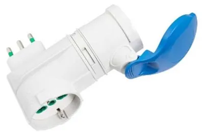 Immagine prodotto di Adattatore Industriale Spina 16A Presa Schuko Bip. + Cee Ip44 Blu - 16A 73010