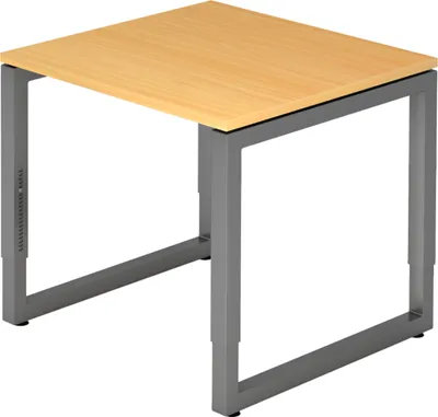 Produktbild von bümö Schreibtisch Serie-R - Nachbildung: Buche, Größe:  80 x 80 cm, Gestell: Graphit