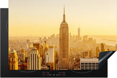 Produktbild von KitchenYeah© Herdabdeckplatte Goldener Sonnenuntergang am Empire State Building in New York , 81x52cm, Küche Deko, Glaskeramikkochfeld Herdabdeckung, Abdeckplatte fùr Kochfeld