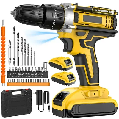 Produktbild von Akkuschrauber-Set - 21-V-Akku-Bohrschrauber - 42 Nm - 3-in-1 - 25+3 Drehmomentstufen - 2 Geschwindigkeiten - 1500 U/min - 2 Akkus (B-Set)