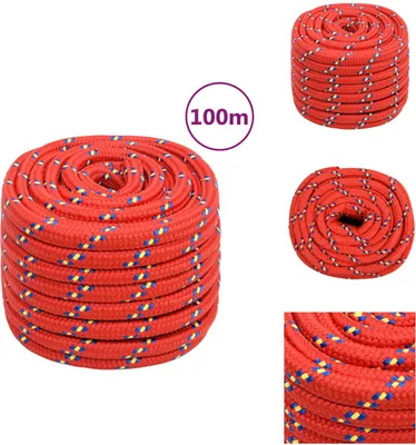 Image de vidaXL Corde à bateau rouge 20 mm 100 m Polypropylène - Cordes